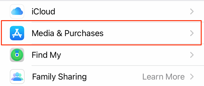 Media & Purchases selected