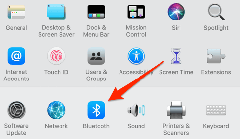 Bluetooth in System Preferences 
