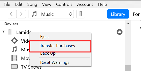 Transfer Purchases in right-click menu 
