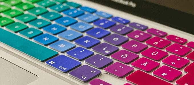 A rainbow-colored Mac keyboard 