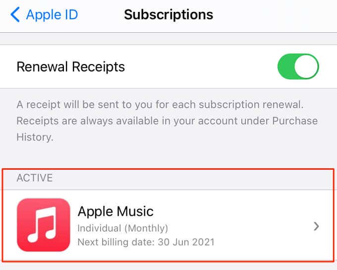 Apple Music selected