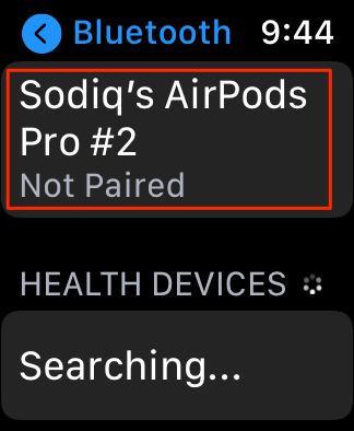 AirPods in Bluetooth menu