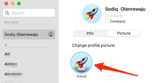 Change profile picture option