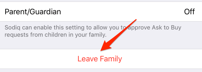 Leave Family button