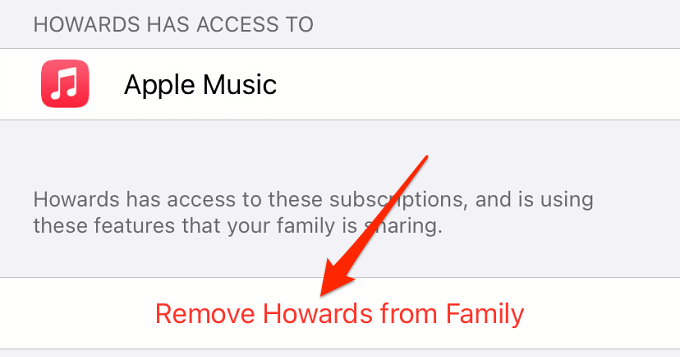 Remove Howards from Family button