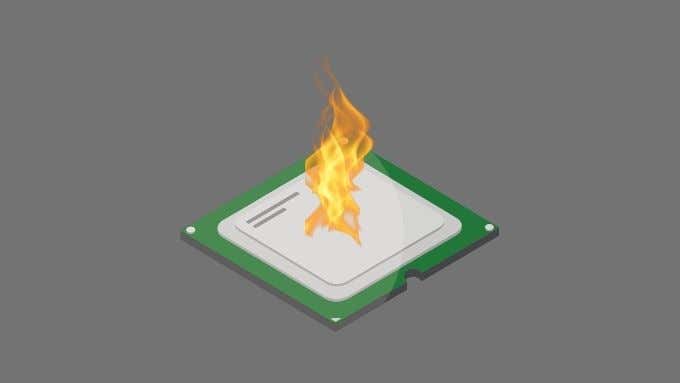 Image of a CPU on fire