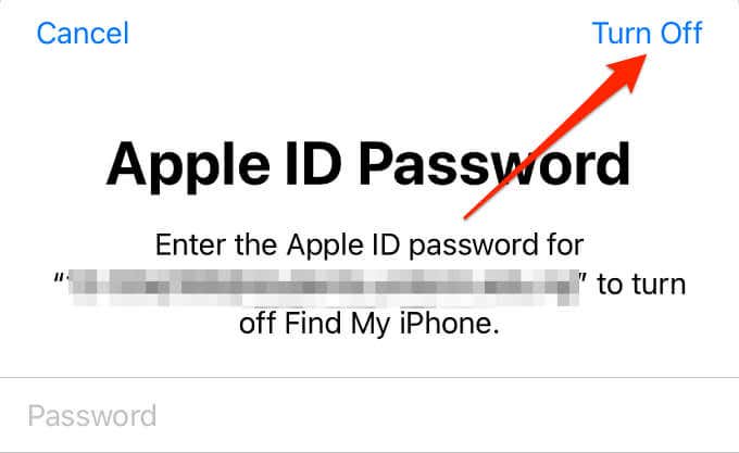 Turn Off button for Apple ID Password