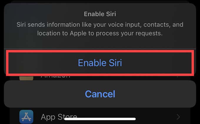 Enable Siri confirmation window