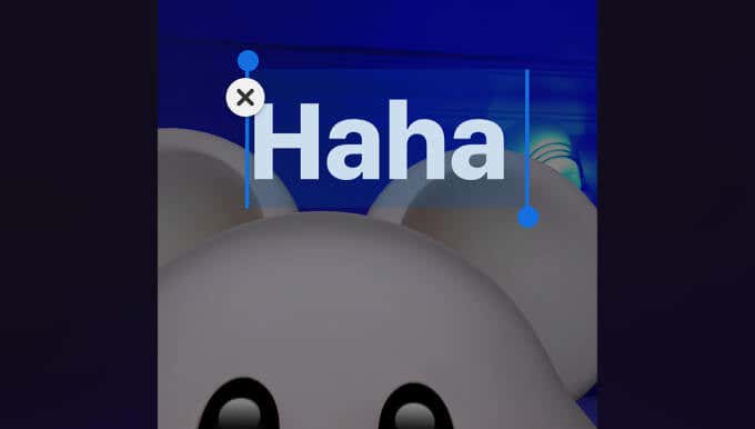 Text "Haha" added to the screen 