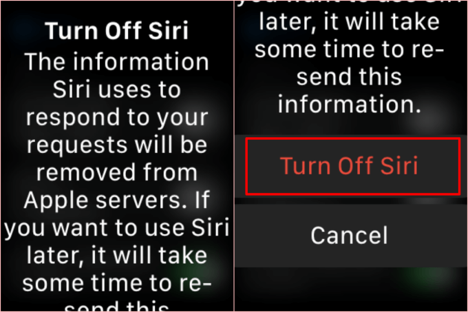 Turn Off Siri options