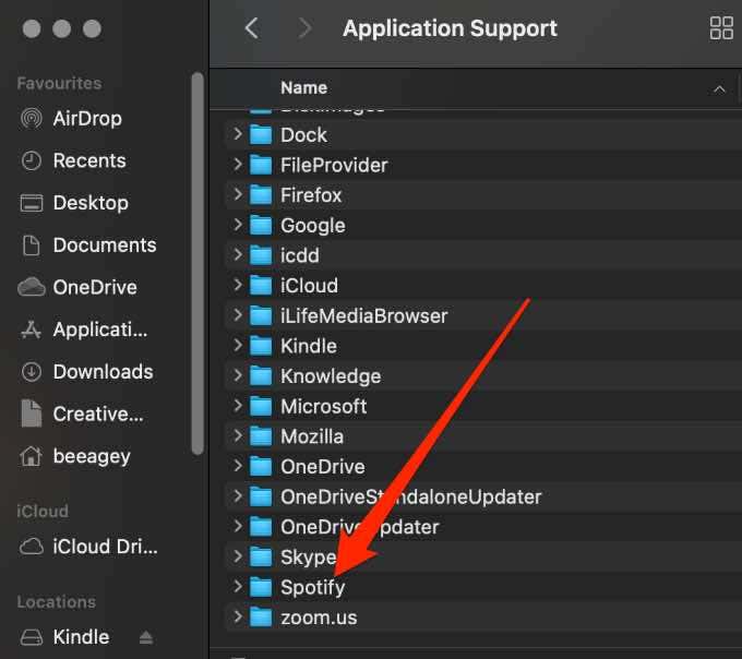 Delete Spotify folder in Application Support