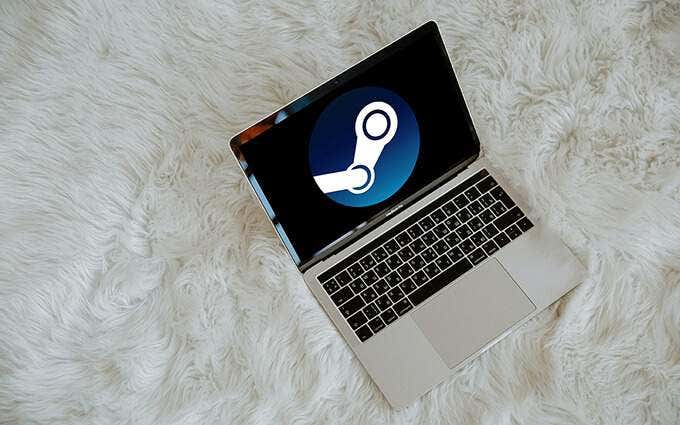 MacBook with Steam icon on screen 