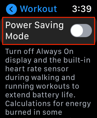 Power Saving Mode toggle 