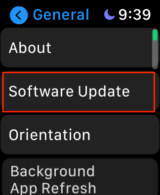 Software Update button 