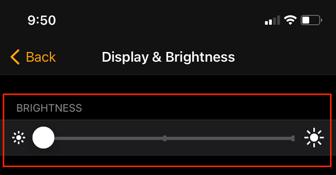 Brightness icon in Display & Brightness 