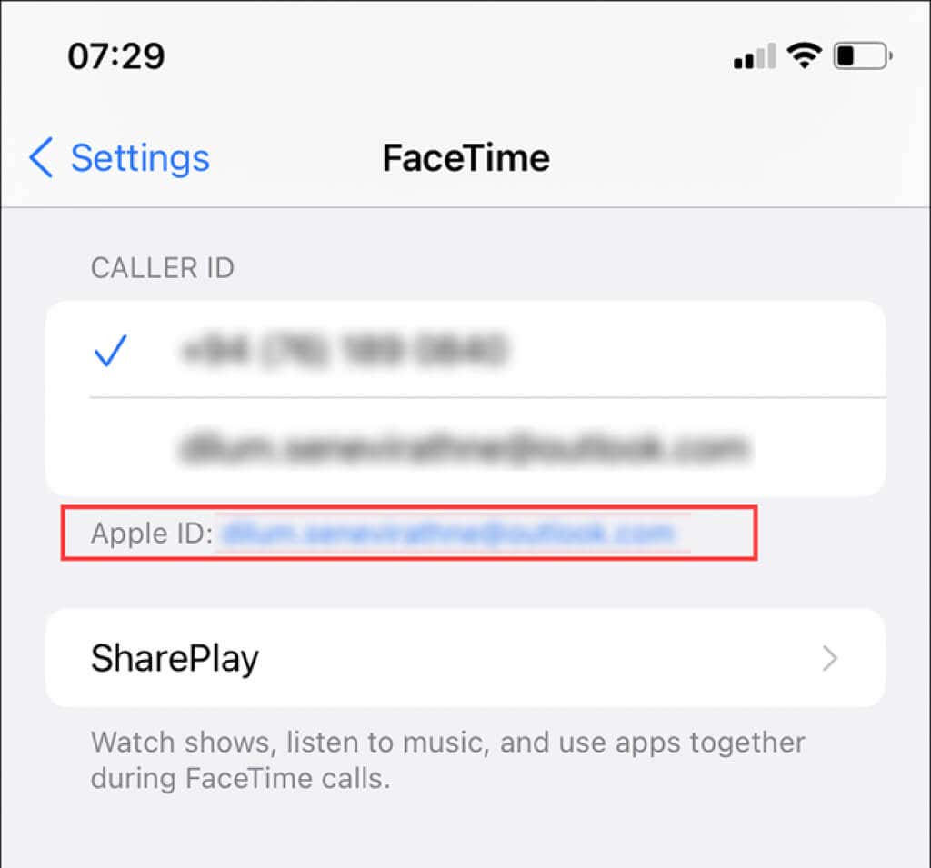 Apple ID in FaceTime