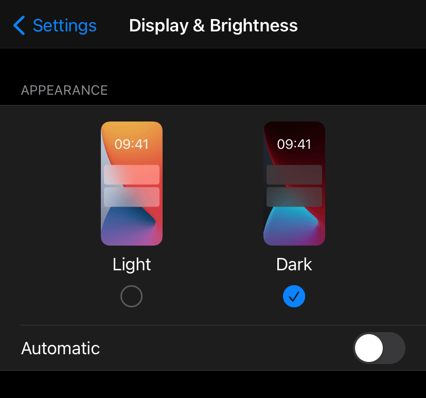 Light or Dark options 