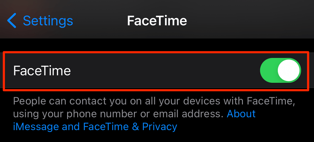 FaceTime toggle switch 