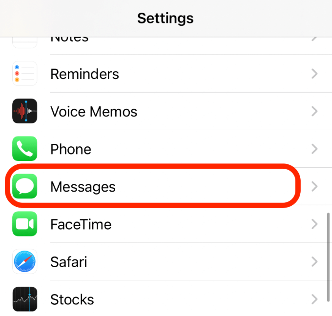 Settings > Messages 