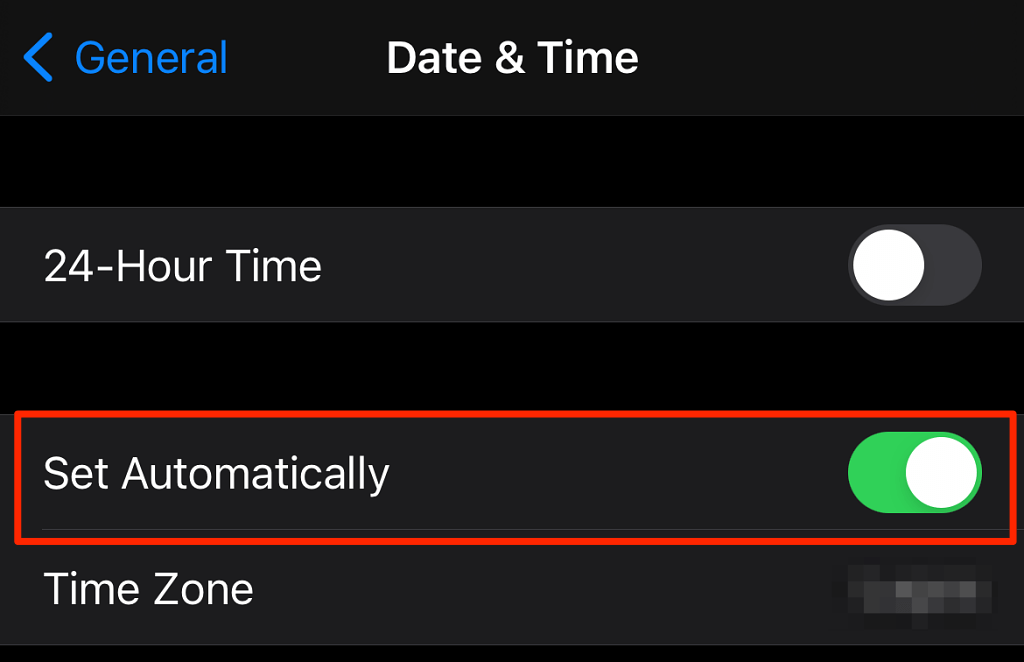 General > Date & Time > Set Automatically 