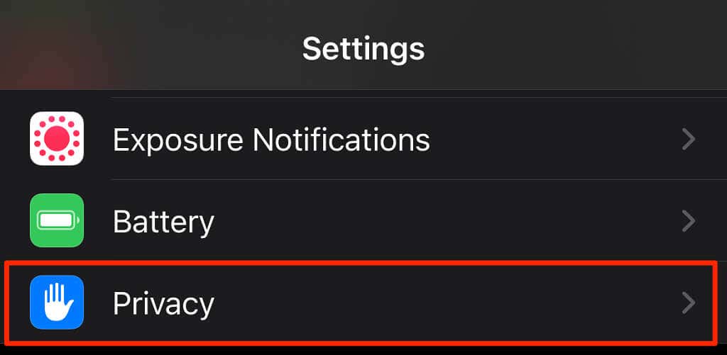 Settings > Privacy 