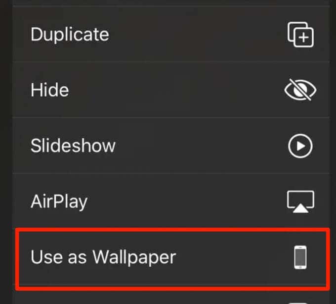 Use as Wallpaper option 