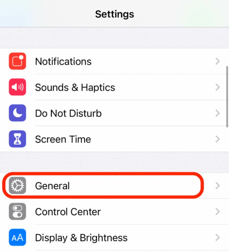 Settings > General 