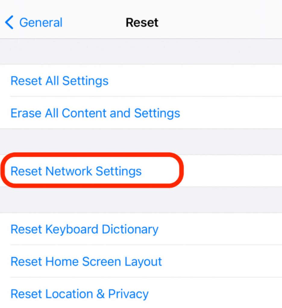 Reset > Reset Network Settings 