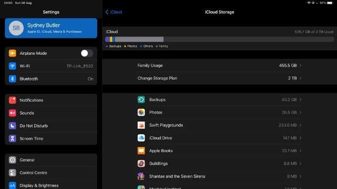 iCloud Storage screen 