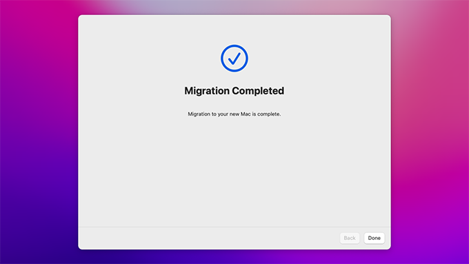 Migration completed window 