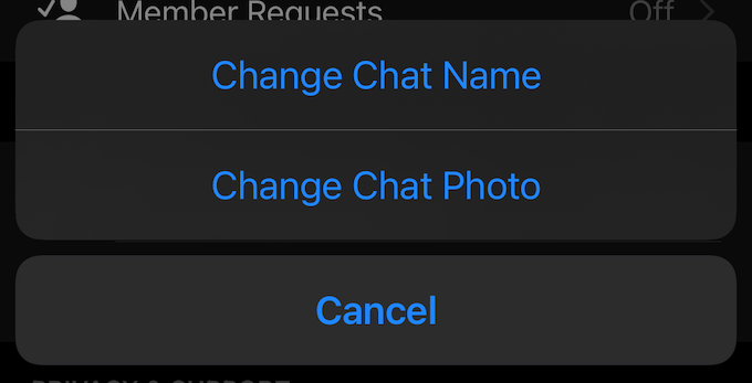 Change Chat Name button 