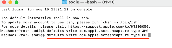 defaults write com.apple.screencapture type PDF