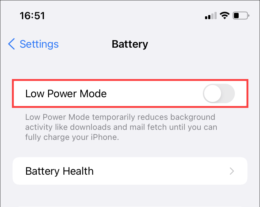 Low Power Mode disabled 