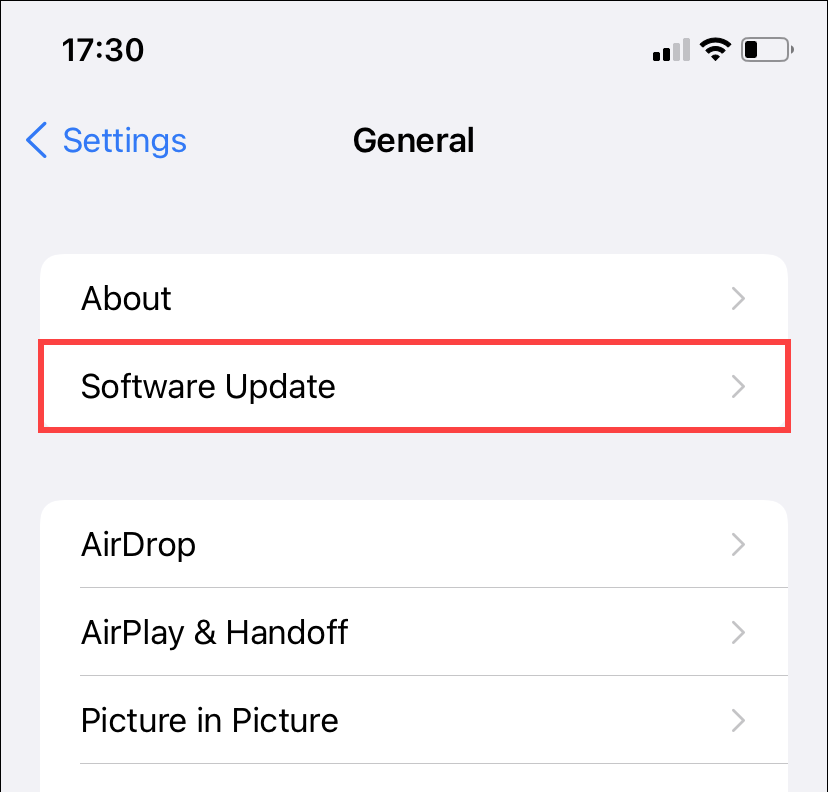 Settings > General > Software Update 