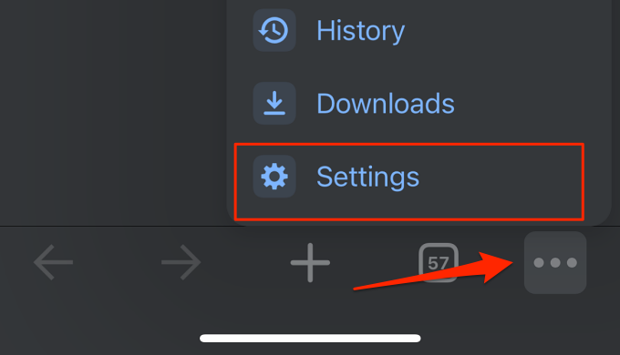 Settings in More menu 