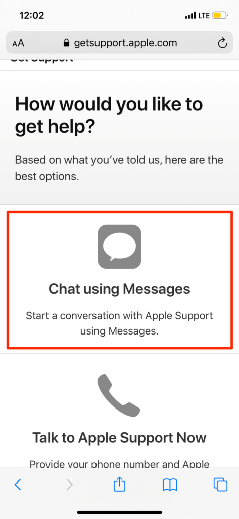 Chat using Messages app 