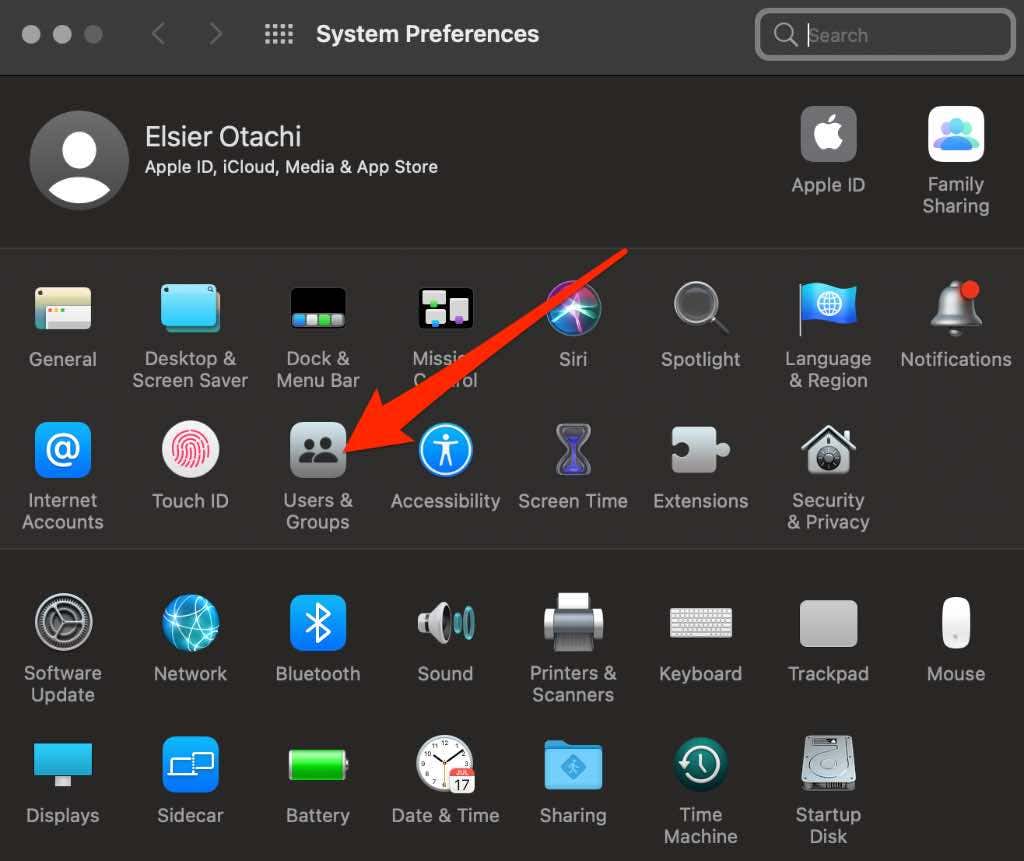 System Preferences > Users & Groups
