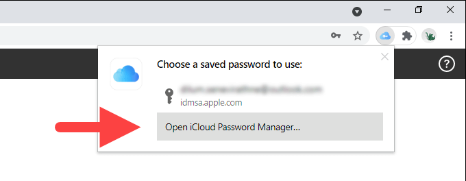 Open iCloud Password Manager in auto-fill dialog