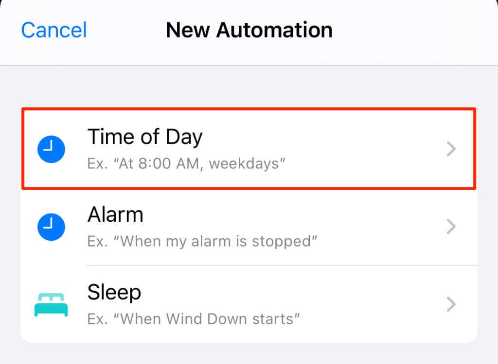 Time of Day automation option