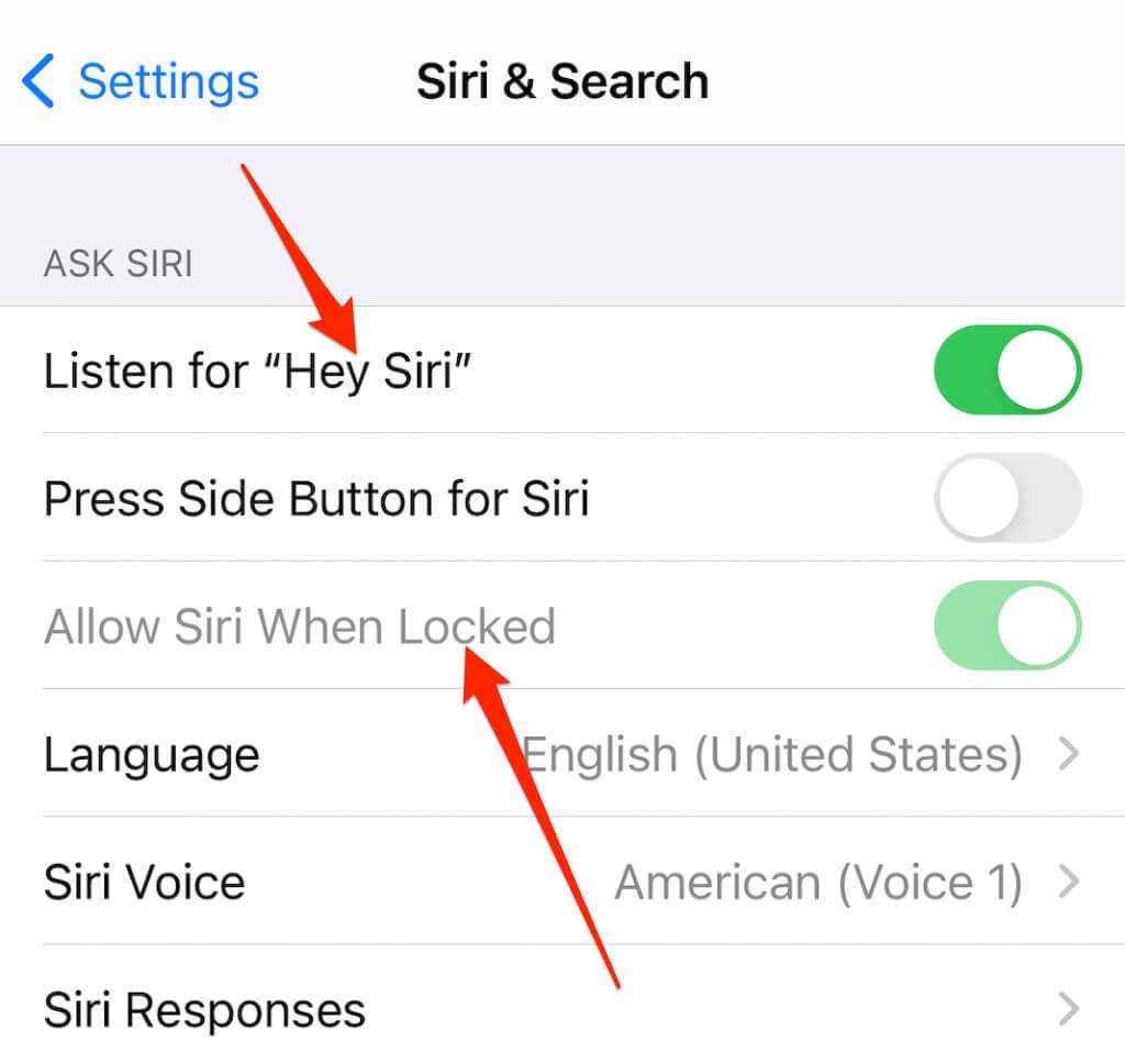 Listen for "Hey Siri" and Allow Siri When Locked