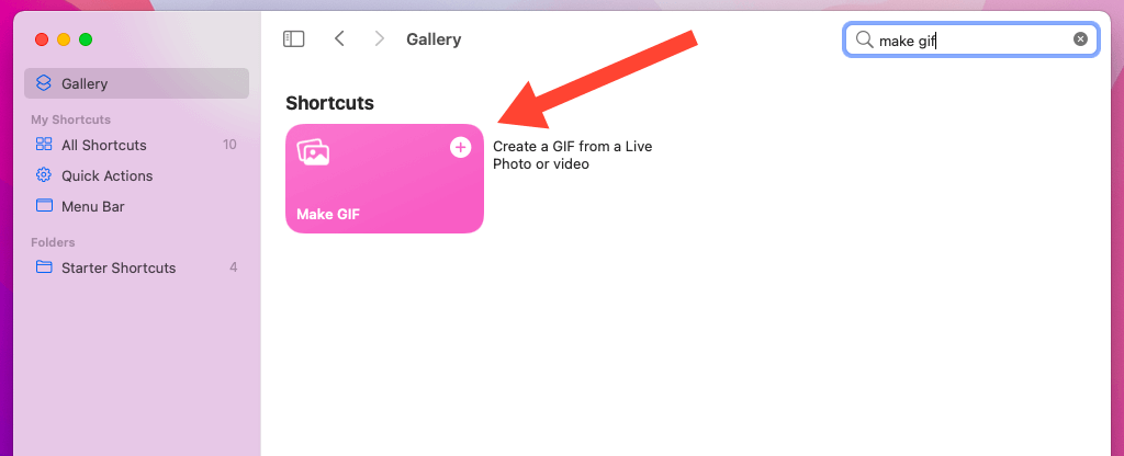 Make GIF shortcut selected