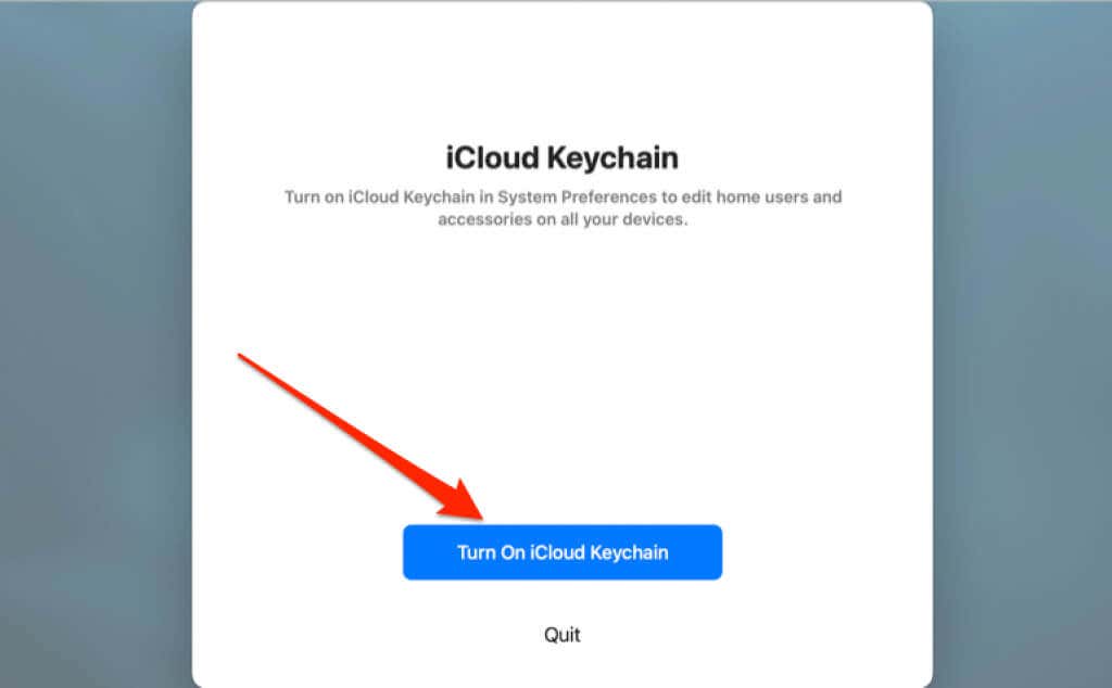 Turn On iCloud Keychain button 