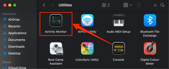 Utilities > Activity Monitor
