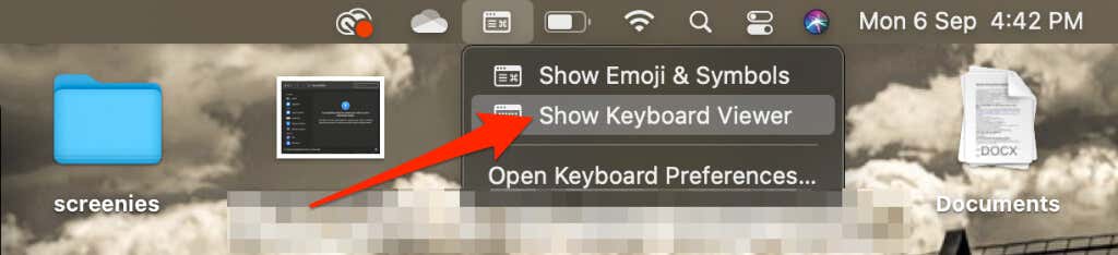 Input Menu > Show Keyboard Viewer