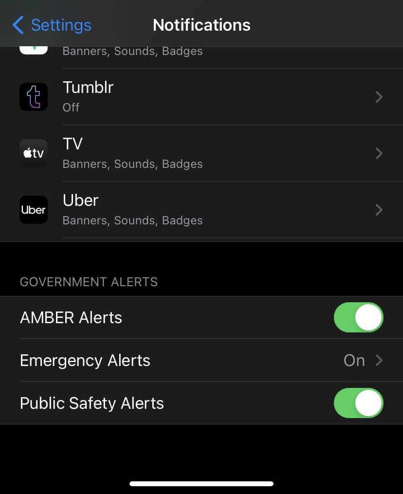 Government Alerts section 