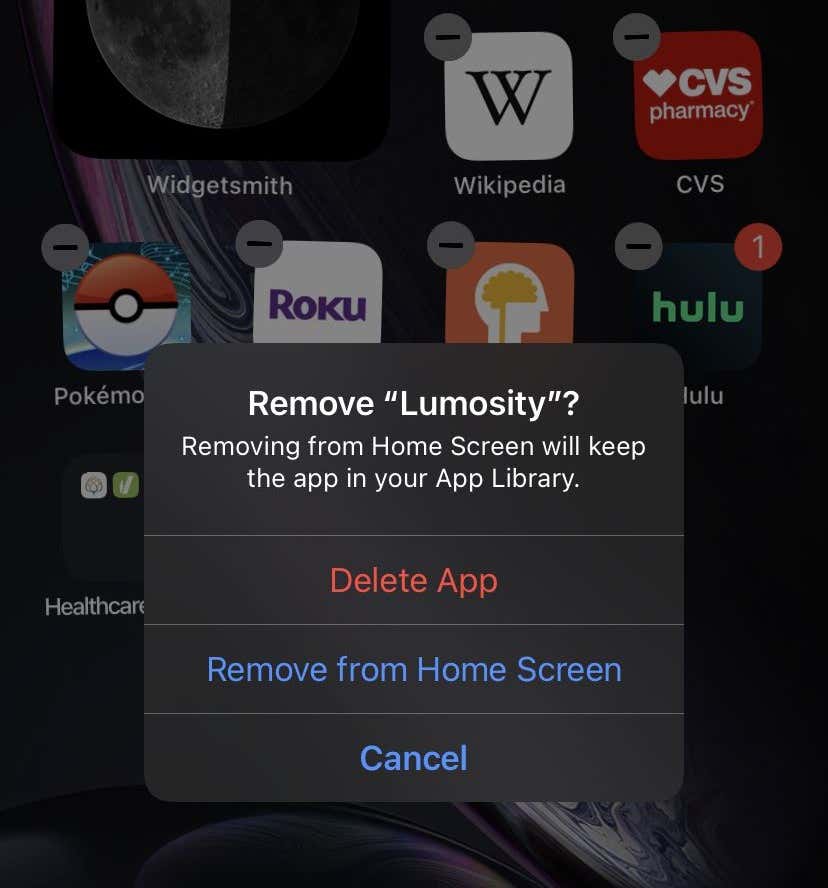 Remove from Home Screen option 