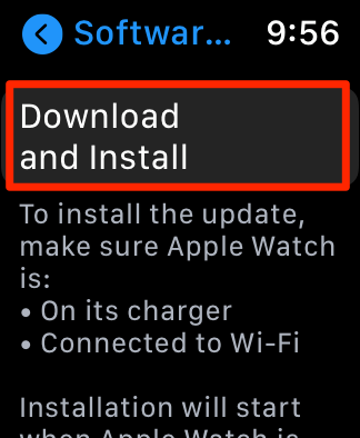 My Watch > General > Software Update >Download and Install