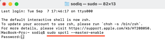 sudo spctl --master-enable