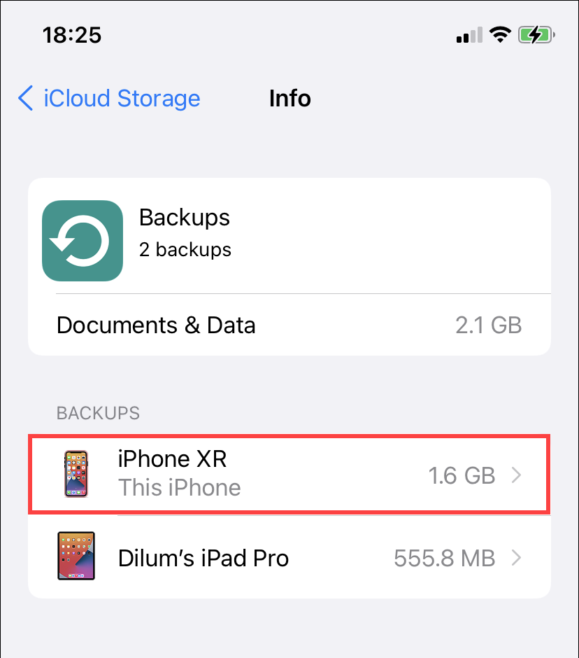 iCloud Storage Info window 