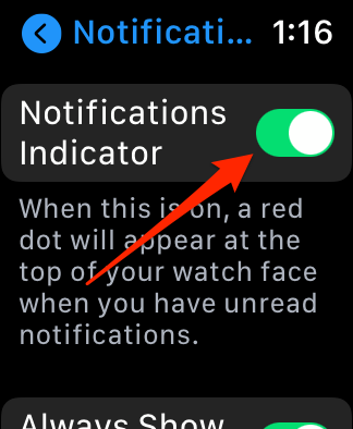 Notifications Indicator toggle 